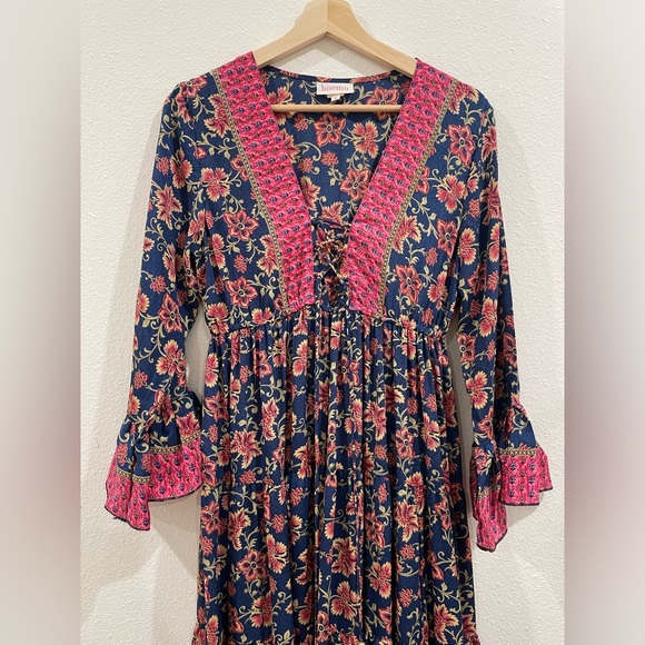 Anthropologie x Boemo Floral Bohemian Flowy Maxi Dress Size Medium - Picture 5 of 16